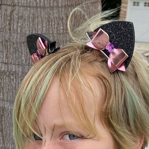 Sparkly kitty ears Pink bow black NWT - Picture 2 of 6